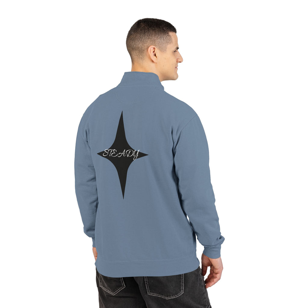 Quarter-Zip Sweatshirt — 'Stay Steady' Minimal Script Logo