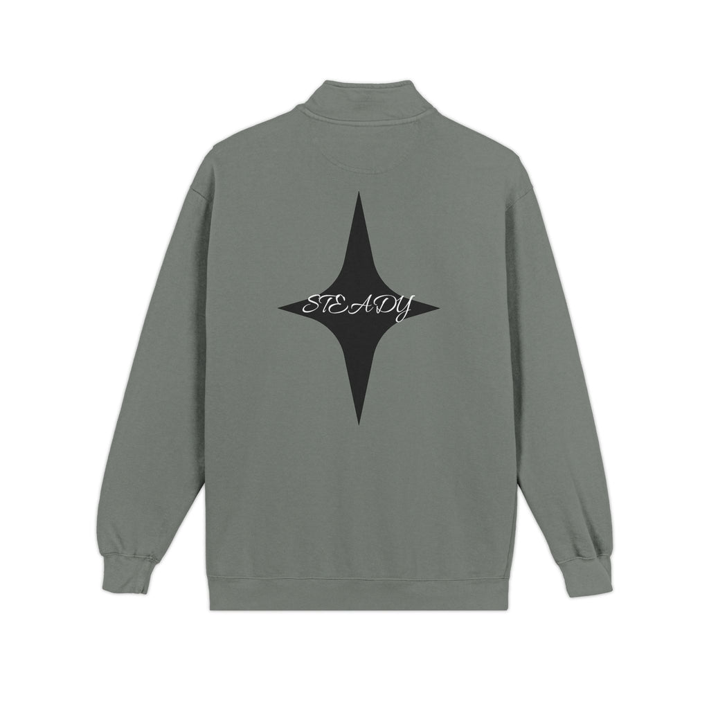 Quarter-Zip Sweatshirt — 'Stay Steady' Minimal Script Logo