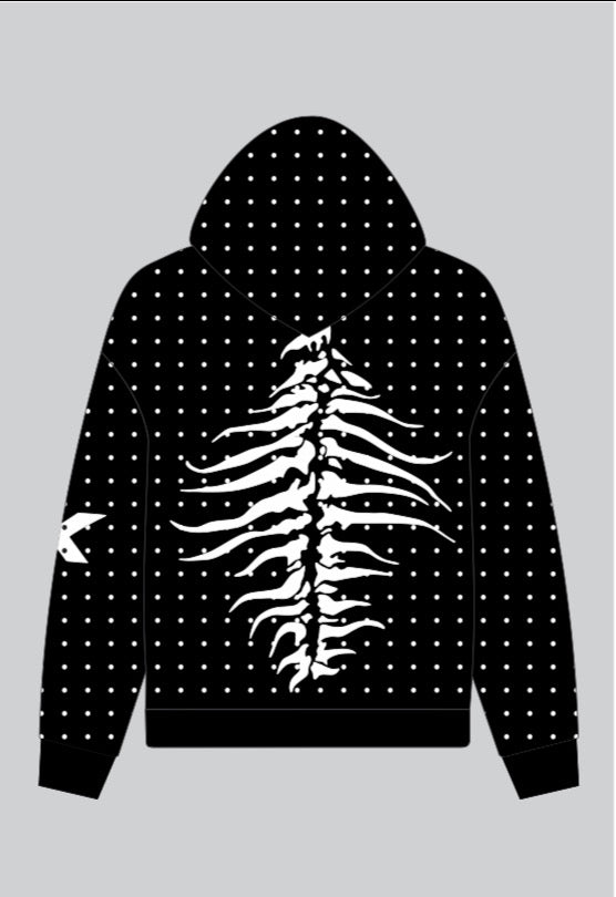 DRYX Spine Dot Zip Hoodie – Black / White Edition