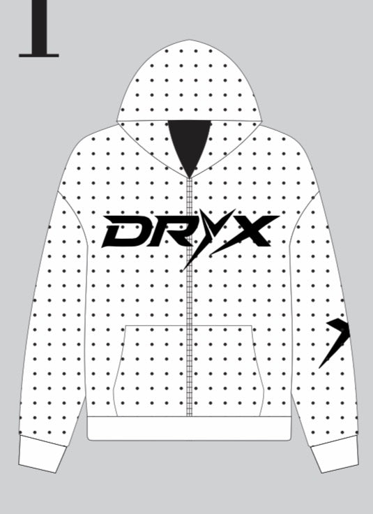 DRYX Spine Dot Zip Hoodie – Black / White Edition