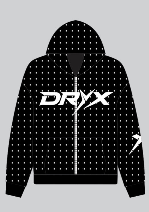 DRYX Spine Dot Zip Hoodie – Black / White Edition